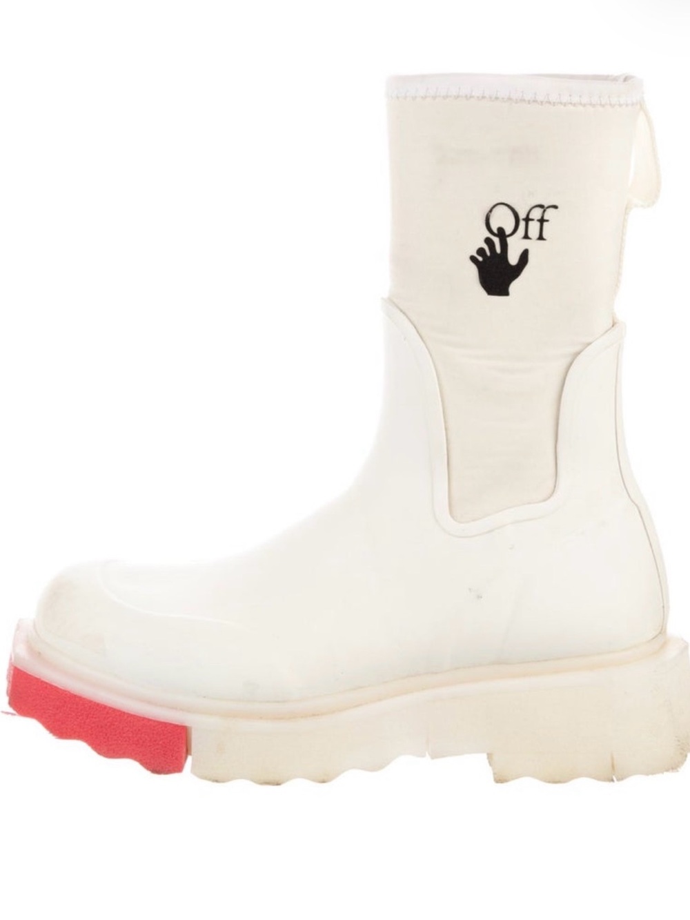 Off-White White rubber rain  Chelsea Boot with Pink Toe Detail 9